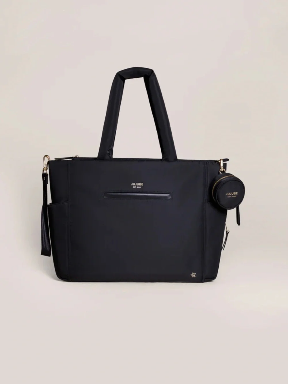 JuJuBe Utility Strap Tote Diaper Bag Black and Paci Pod EUC